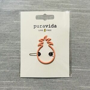 New Pura Vida Pineapple Hair Barrette in Salmon